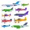 Modern and Retro Airplanes Collection, Flying Aircraft Vehicles, Air Transport Vector Illustration