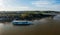 Modern river cruise boat docked in Natchez Mississippi