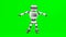 Modern robot dancing Hip-hop. The robot moves very naturally on a green background.