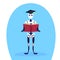Modern robot graduation cap holding book artificial intelligence education concept cartoon character full length flat