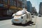 Modern robotaxis on the American streets. Ai generated