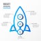 Modern rocket infographic with 3d table vector illustration