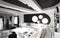 Modern room interior in black and white colors