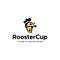 modern RoosterCup coock mug buble logo design