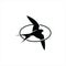 Modern round frame simple swallow logo icon design idea