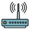 Modern router icon color outline vector