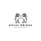 Modern royal lion bridge crest single weight line style logo template