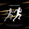 Modern running abstract background with geometric style. Running background with silhouette woman and man.