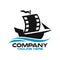 Modern sailing ship and film logo