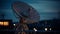 Modern satellite equipment broadcasts wireless data for global communications industry generated by AI