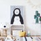 The modern scandinavian baby room with mock up photo frame, wooden decoration, plush toys and bears. Hanging cotton decor.