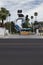 Modern sculpture in front of motel on Fremont Street East, Las Vegas, Nevada.