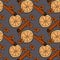 Modern seamless endless pattern with cinnamon sticks, stars anise and orange slices