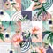 Modern seamless geometric and floral pattern