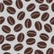 Modern seamless pattern with coffee beans on subtle grey background