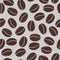 Modern seamless pattern with coffee beans on subtle grey background