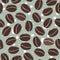 Modern seamless pattern with coffee beans on subtle grey background