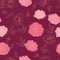 Modern seamless pattern with pink and gold wild peonies.