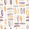 Modern seamless pattern with rough rounded brush strokes on white background. Creative backdrop with paint marks