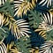 Modern seamless pattern with tropical plants. Fashionable texture design, textile, fabric, printing. Original plants. Tropical lea