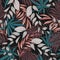 Modern seamless pattern with tropical plants. Fashionable texture design, textile, fabric, printing. Original plants. Tropical lea