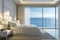 Modern seaside luxury hotel room, apartment with background sea view