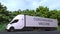 Modern semi-trailer truck delivering coronavirus vaccine. Looping 3D animation