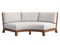 Modern semicircular outdoor sofa with wooden base. 3d render