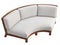 Modern semicircular outdoor sofa with wooden base. 3d render