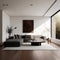 Modern and serene minimalist living room with a neutral color palette