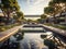 Modern Serenity: garden of pools and geometric plant design