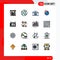 Modern Set of 16 Flat Color Filled Lines Pictograph of internet, map, photo, location, photo