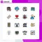 Modern Set of 16 Flat Color Filled Lines Pictograph of pill, supermarket, detail, open, information