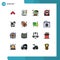 Modern Set of 16 Flat Color Filled Lines Pictograph of shop, cart, food, pushpin, movie
