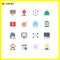 Modern Set of 16 Flat Colors Pictograph of storage, database, connection, data, accounting