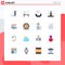 Modern Set of 16 Flat Colors and symbols such as seo, tomb, lamp, grave, death