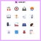 Modern Set of 16 Flat Colors and symbols such as user, line, soldier, cutter, mailbox