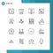 Modern Set of 16 Outlines Pictograph of dentist, gear, computer, chart, analysis