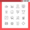 Modern Set of 16 Outlines Pictograph of freedom, online, baby, ecommerce, email