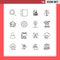 Modern Set of 16 Outlines Pictograph of network, house, smoke, home, rack