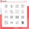 Modern Set of 16 Outlines Pictograph of plus, chinese, close, china, presentation