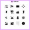 Modern Set of 16 Solid Glyphs Pictograph of down, points, appliances, path, home ware