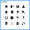 Modern Set of 16 Solid Glyphs Pictograph of list, checklist, computer, tools, construction