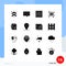 Modern Set of 16 Solid Glyphs Pictograph of medicine, illness, loudspeaker, video, movie