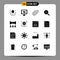 Modern Set of 16 Solid Glyphs Pictograph of movie, cinema, attach, error, search