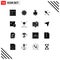 Modern Set of 16 Solid Glyphs Pictograph of shop, marshmallow, flower, camping, gammer