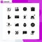 Modern Set of 16 Solid Glyphs Pictograph of sports, diet, diet, thanksgiving, holiday
