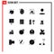 Modern Set of 16 Solid Glyphs and symbols such as chart, pointer, monitoring, pin, sale