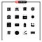 Modern Set of 16 Solid Glyphs and symbols such as discount, target, home, internet, crime