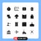 Modern Set of 16 Solid Glyphs and symbols such as find, list, calendar, clipboard, muslims